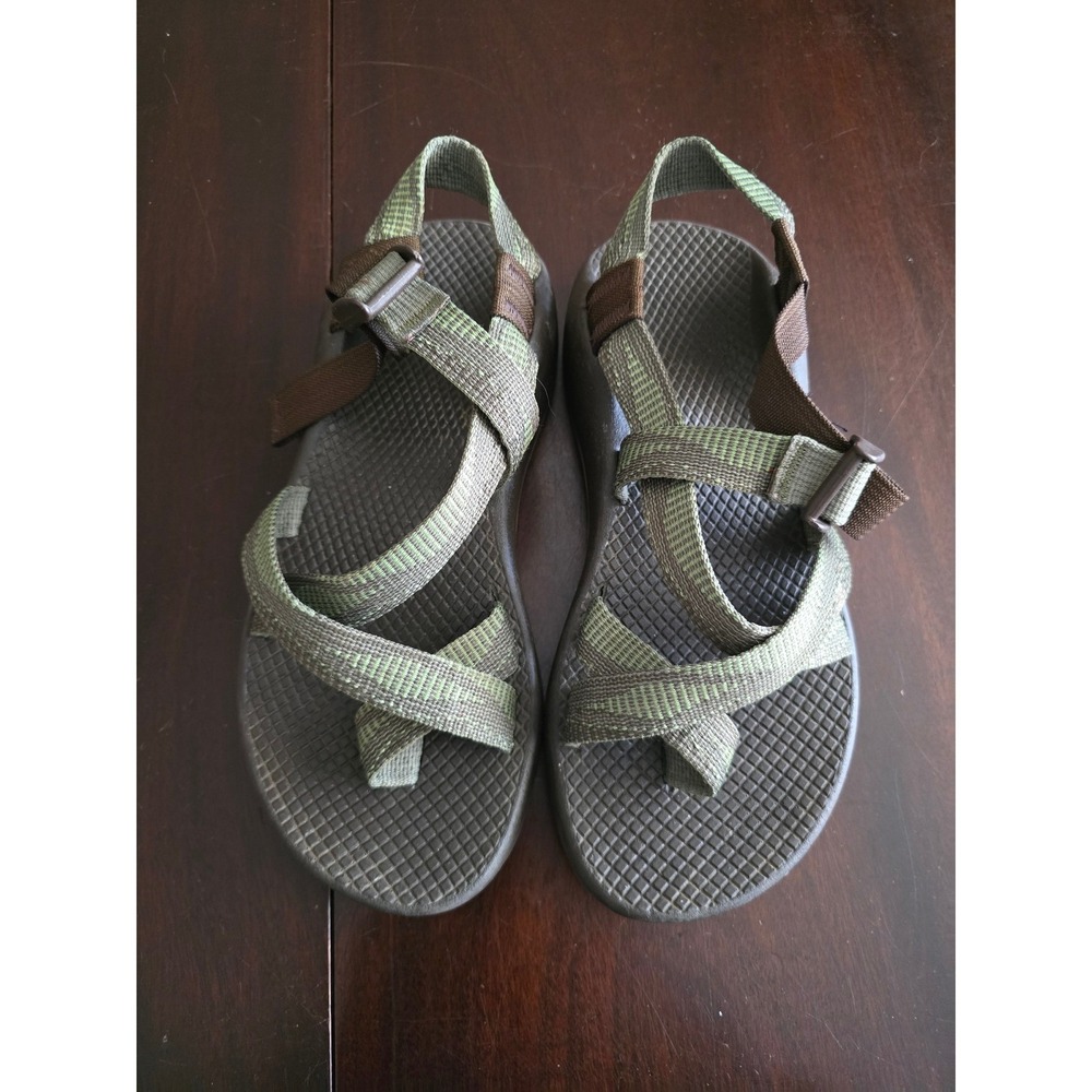 Chaco Z2 Classic Sandals Womens 7 Brown Olive Green Strappy Hiking Vibram Sole